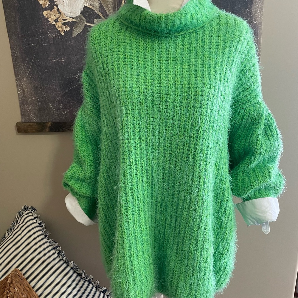 Free People Green Oversized Sweater